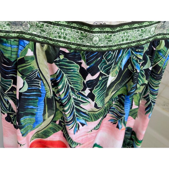 NWT Alice + Olivia Palm Beach Earla Midi Skirt Woman Red Hat Pink Print 4 - Picture 7 of 14